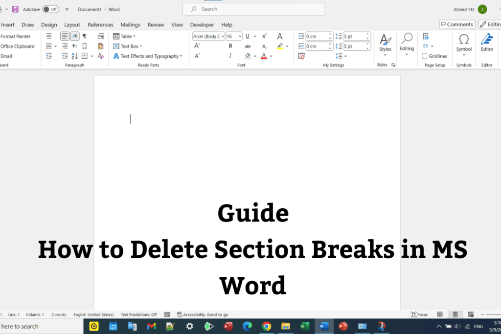 how to delete section break in word